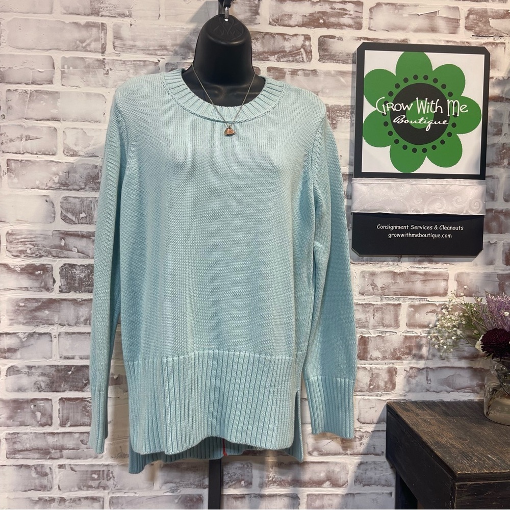 Peace Love World Sky Blue Crew Neck Sweater